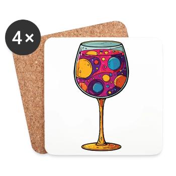 Symbole de verre à vin coloré - Dessous de verre (lot de 4) - blanc - Devant