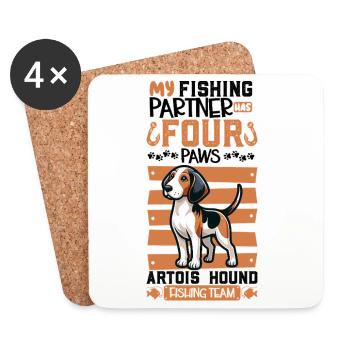 Pêche et Mastiff assyrien - Dessous de verre (lot de 4) - blanc - Devant
