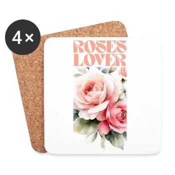Elegant Rose Floral Design for Apparel - Coasters (set of 4) - white - Front