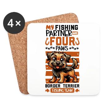 Angeln und Boston Terrier - Untersetzer (4er-Set) - Weiß - Vorne