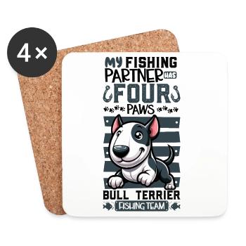 Pêche et Bull Terriers - Dessous de verre (lot de 4) - blanc - Devant