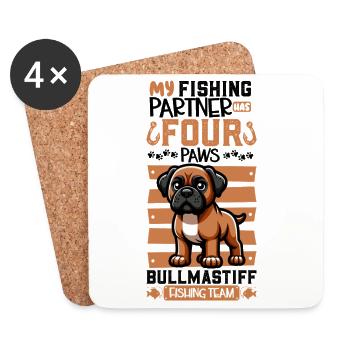 Angeln und Bullmastiff - Untersetzer (4er-Set) - Weiß - Vorne
