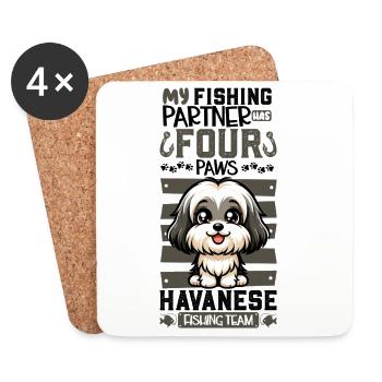 Pêche et chien de berger de l’Himalaya - Dessous de verre (lot de 4) - blanc - Devant