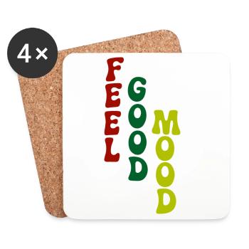 Feel Good Mood Vertical Typography - Coasters (set of 4) - white - Front