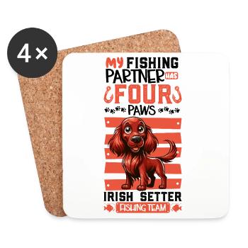 Pêche et Setter Rouge Irlandais - Dessous de verre (lot de 4) - blanc - Devant
