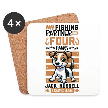Angeln und Jack Russell Terrier - Untersetzer (4er-Set) - Weiß - Vorne