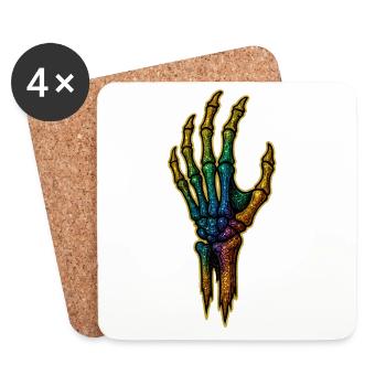 Rainbow Bone Hand HALLOWEEN 🎃 - Coasters (set of 4) - white - Front
