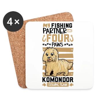 Pêche et Komondor - Dessous de verre (lot de 4) - blanc - Devant