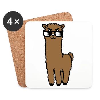 Alpaga Lama Lunettes de Soleil Smart Drôle Cool Animal - Dessous de verre (lot de 4) - blanc - Devant