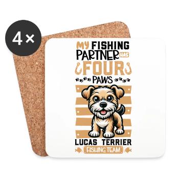 Pêche et Lucas Terrier - Dessous de verre (lot de 4) - blanc - Devant