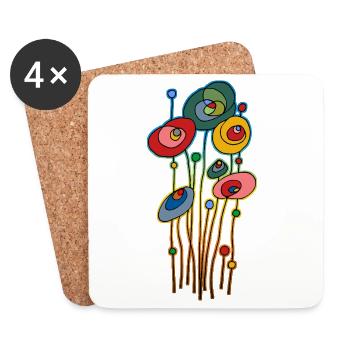 Fleur - Dessous de verre (lot de 4) - blanc - Devant