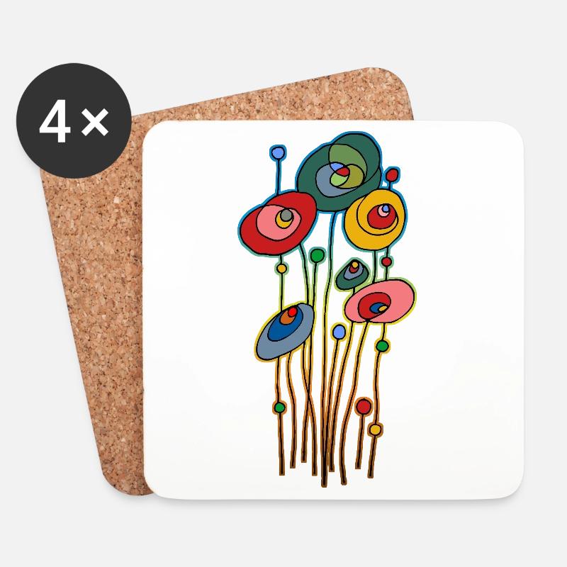 Blumen - Untersetzer (4er-Set) - Weiß