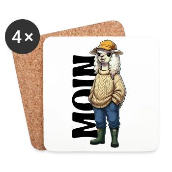 Moin Alpaca North Sea Coast Design - Coasters (set of 4) - white - Front
