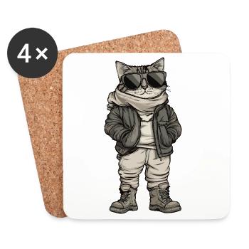 Cat Cool Winter - Coasters (set of 4) - white - Front