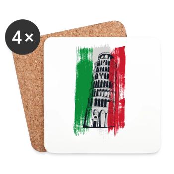 Leaning Tower of Pisa – Italian Icon - Coasters (set of 4) - white - Front