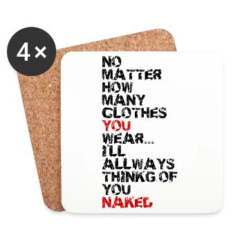 You, always think naked – 24/7 sexy cool - Coasters (set of 4) - white - Front
