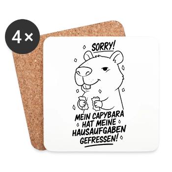 Sorry! Capybara hat meine Hausaufgaben gefressen - Untersetzer (4er-Set) - Weiß - Vorne