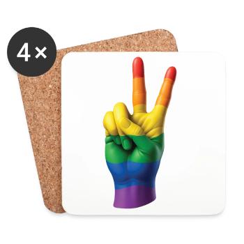 PRIDE PEACE HAND – Frieden & Liebe - Untersetzer (4er-Set) - Weiß - Vorne
