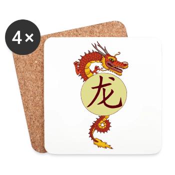 Vintage Chinese Dragon - Coasters (set of 4) - white - Front