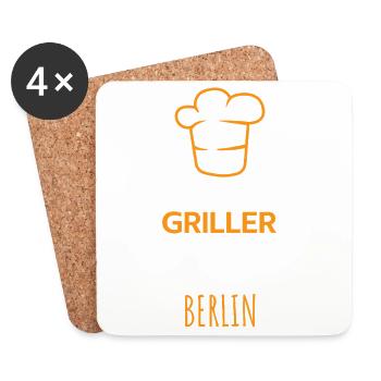 Les meilleurs barbecues viennent de Berlin BBQ Grill Saying. - Dessous de verre (lot de 4) - blanc - Devant