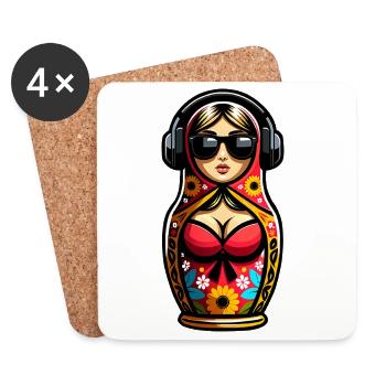 Russe Matriochka Musique Russie Russe - Dessous de verre (lot de 4) - blanc - Devant