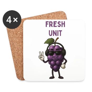 FRESH UNIT Traube mit Kopfhörern - Untersetzer (4er-Set) - Weiß - Vorne