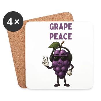 Grape Peace Headphones Humor - Coasters (set of 4) - white - Front