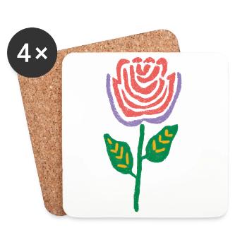 Rose Bloom Folk Palette - Coasters (set of 4) - white - Front