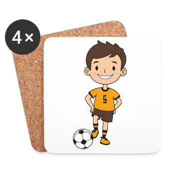 Kicker boy en maillot orange - Dessous de verre (lot de 4) - blanc - Devant