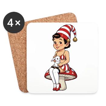 Leprechaun girl with rabbit - Coasters (set of 4) - white - Front