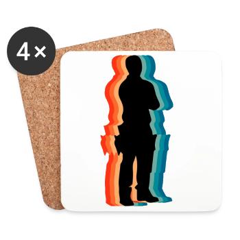 Retro Carpenter Silhouette Vintage Woodworker - Coasters (set of 4) - white - Front
