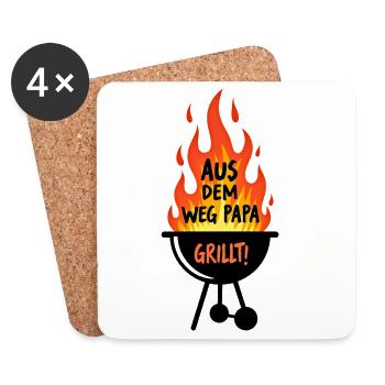 Barbecue Saison du barbecue Papa grillant au grill Papa grillant - Dessous de verre (lot de 4) - blanc - Devant