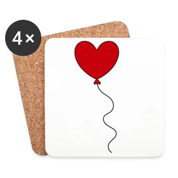 Valentinstag Rotes Herz, Valentinstag - Untersetzer (4er-Set) - Weiß - Vorne