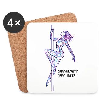 Art en ligne de pole dance – Cadeau de la femme forte - Dessous de verre (lot de 4) - blanc - Devant