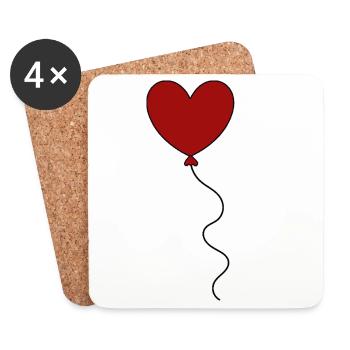 rotes Herz rot Geschenk Valentinstag - Untersetzer (4er-Set) - Weiß - Vorne