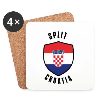 Geteilter Kroatien-Schild - Untersetzer (4er-Set) - Weiß - Vorne