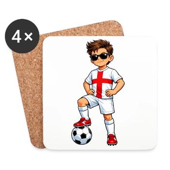 Fußball Junge England Fan Englische Flagge - Untersetzer (4er-Set) - Weiß - Vorne