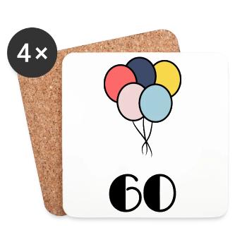 60. 60 JAHRE. 60-JÄHRIGES JUBILÄUM. 60. GEBURTSTAG. - Untersetzer (4er-Set) - Weiß - Vorne