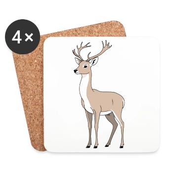 Stag with elegant antlers - Coasters (set of 4) - white - Front
