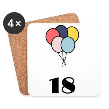 18. 18 JAHRE ALT. 18-JÄHRIGES JUBILÄUM. 18. GEBURTSTAG. - Untersetzer (4er-Set) - Weiß - Vorne