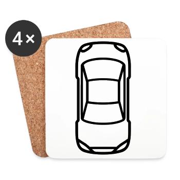 Voiture - Dessous de verre (lot de 4) - blanc - Devant