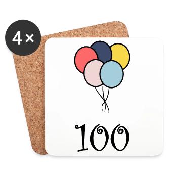 100. 100 ANS. 100e ANNIVERSAIRE. ANNIVERSAIRE 100  - Dessous de verre (lot de 4) - blanc - Devant