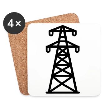electricity pylon - Coasters (set of 4) - white - Front