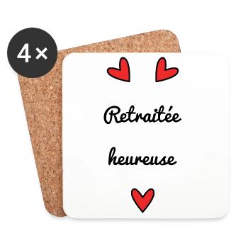 RETRAITEE. RETRAITE. BONNE RETRAITE - Dessous de verre (lot de 4) - blanc - Devant