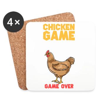 Chicken Game Bold Text Tee - Coasters (set of 4) - white - Front