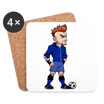 Blue Footballer - Coasters (set of 4) - white - Front
