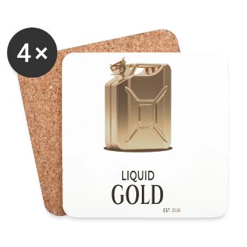 Liquid Gold Canister Design Saying - Coasters (set of 4) - white - Front