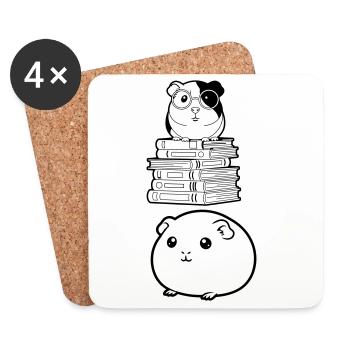 Meerschweinchen Bücher Nerd - Untersetzer (4er-Set) - Weiß - Vorne