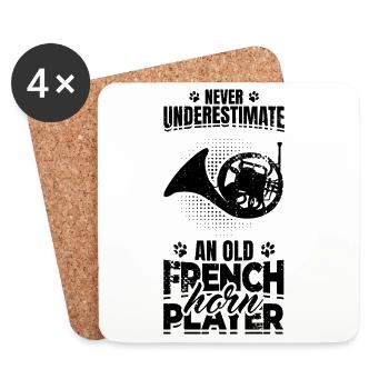 Old French horn player - Coasters (set of 4) - white - Front