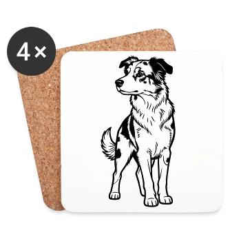 Australischer Schäferhund - Untersetzer (4er-Set) - Weiß - Vorne
